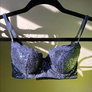 Sequin Embellished Blue Aerie bra